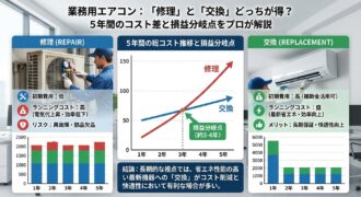 業務用エアコンは「修理」と「交換」どっちが得？ 5年間のコスト差と損益分岐点をプロが解説