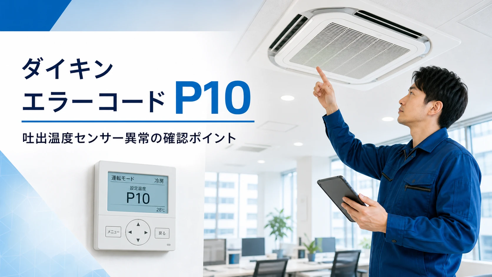 ダイキン エラーコード P10 吐出温度センサー異常 の確認イメージ