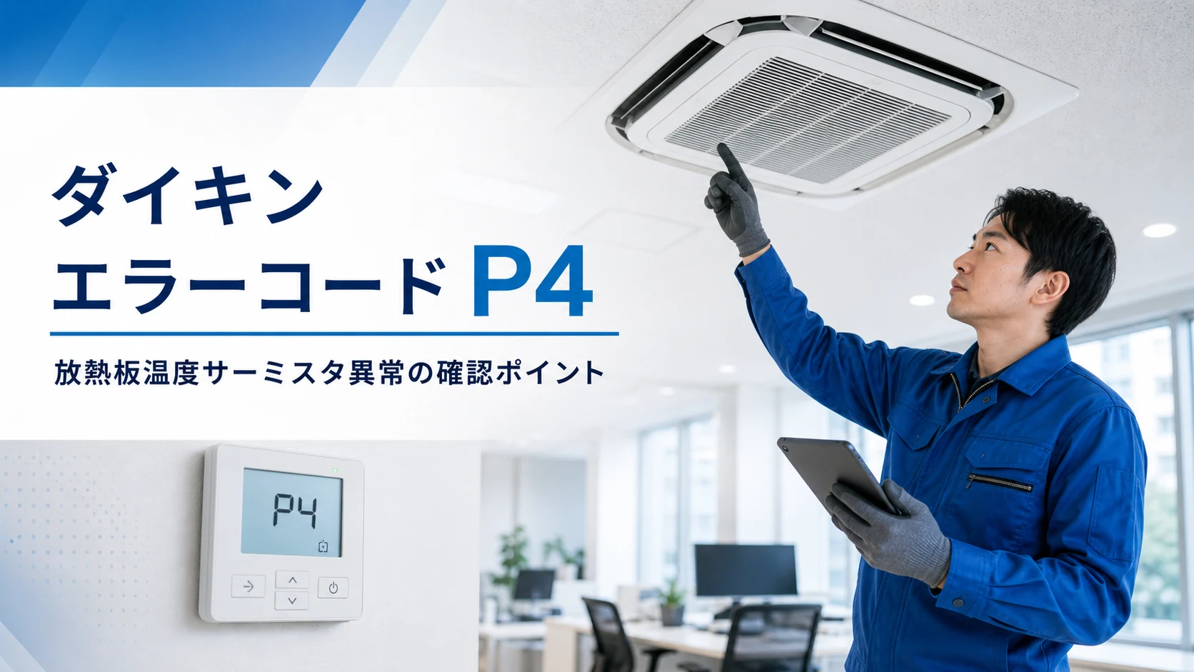 ダイキン エラーコード P4 放熱板温度サーミスタ異常 の確認イメージ