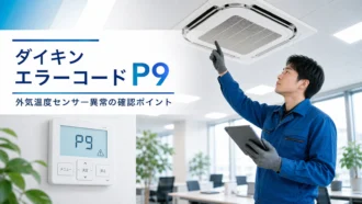 ダイキン エラーコード P9 外気温度センサー異常 の確認イメージ