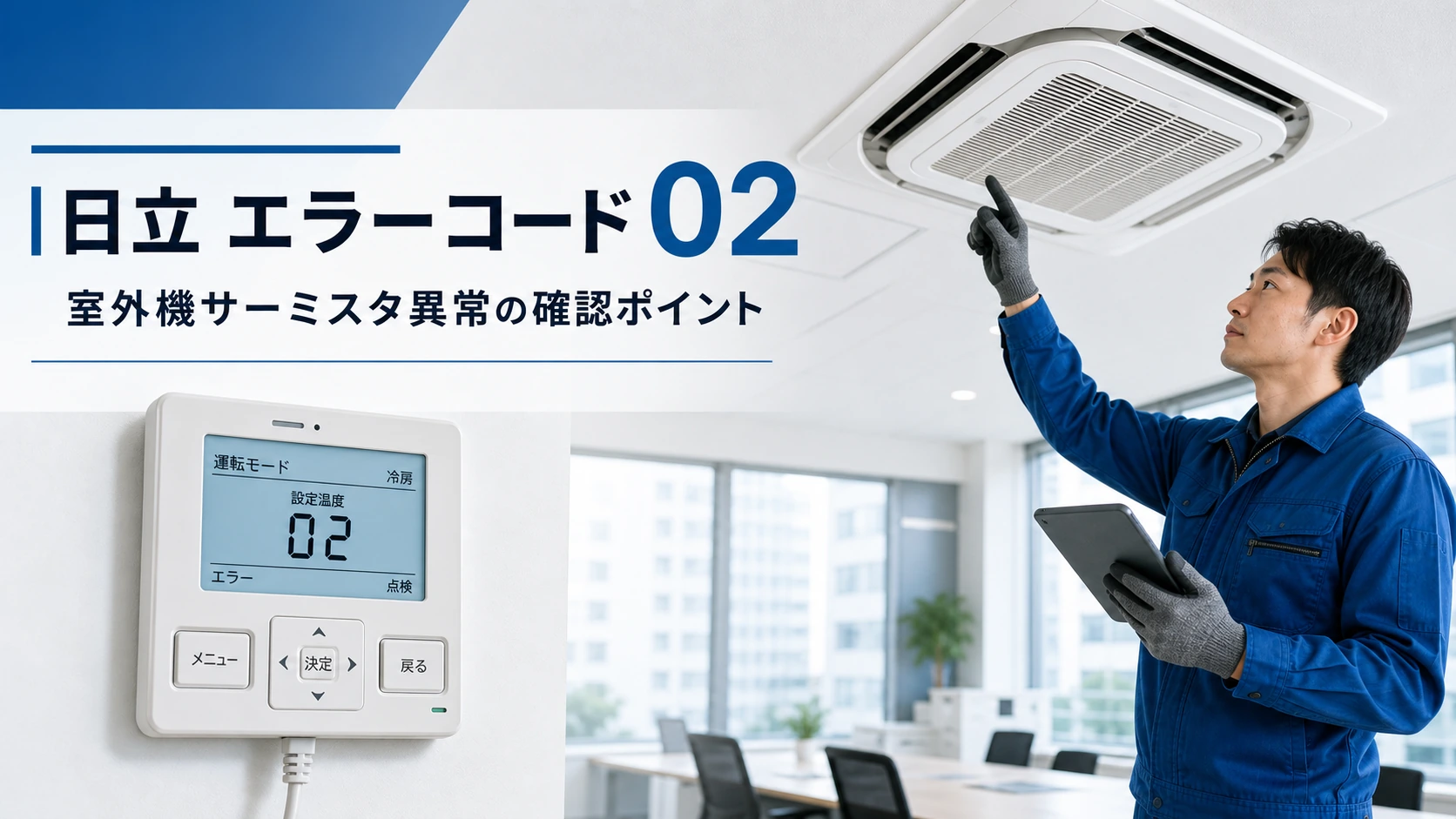 日立 エラーコード 02 の確認と業務用エアコン修理相談