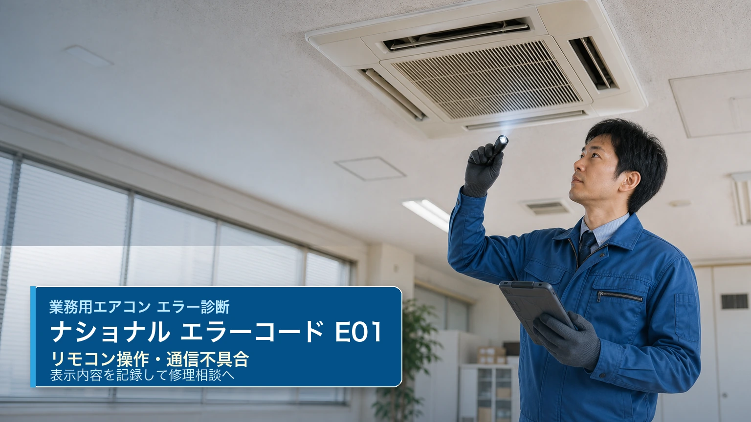 ナショナル エラーコード E01 の確認と業務用エアコン修理相談