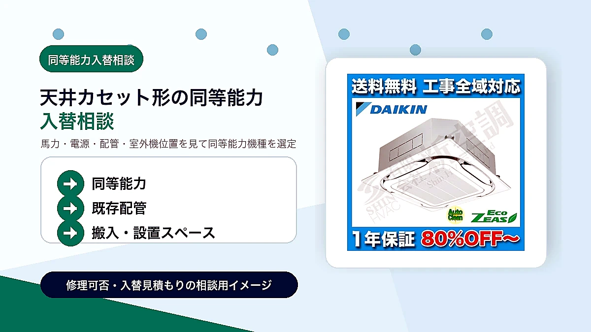 PLZ-ERP80EEHの同等能力機種への入替相談イメージ