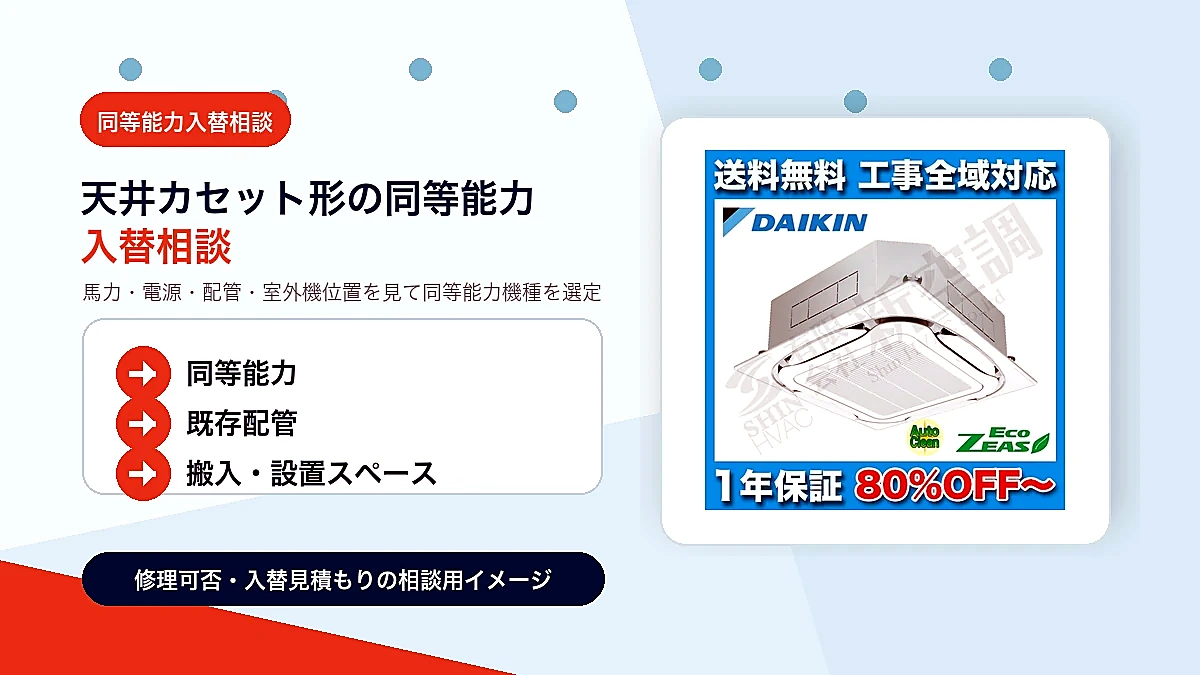 AUEA14077Xの同等能力機種への入替相談イメージ