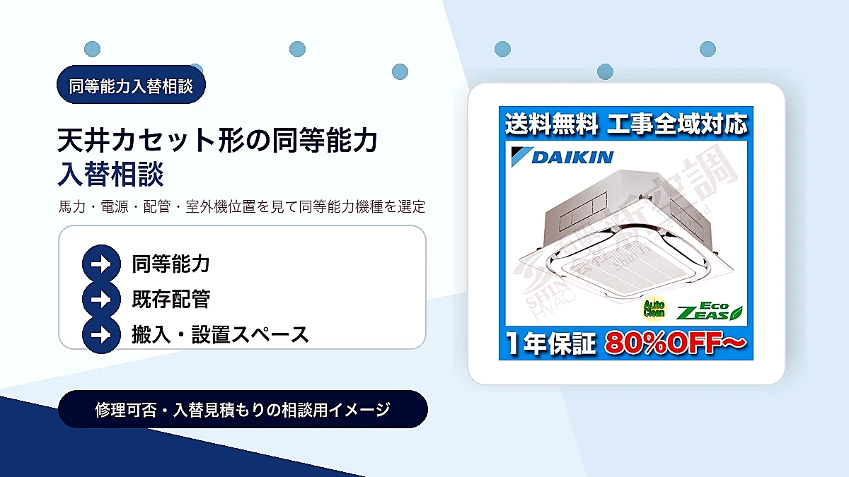AUSA05076JXの同等能力機種への入替相談イメージ