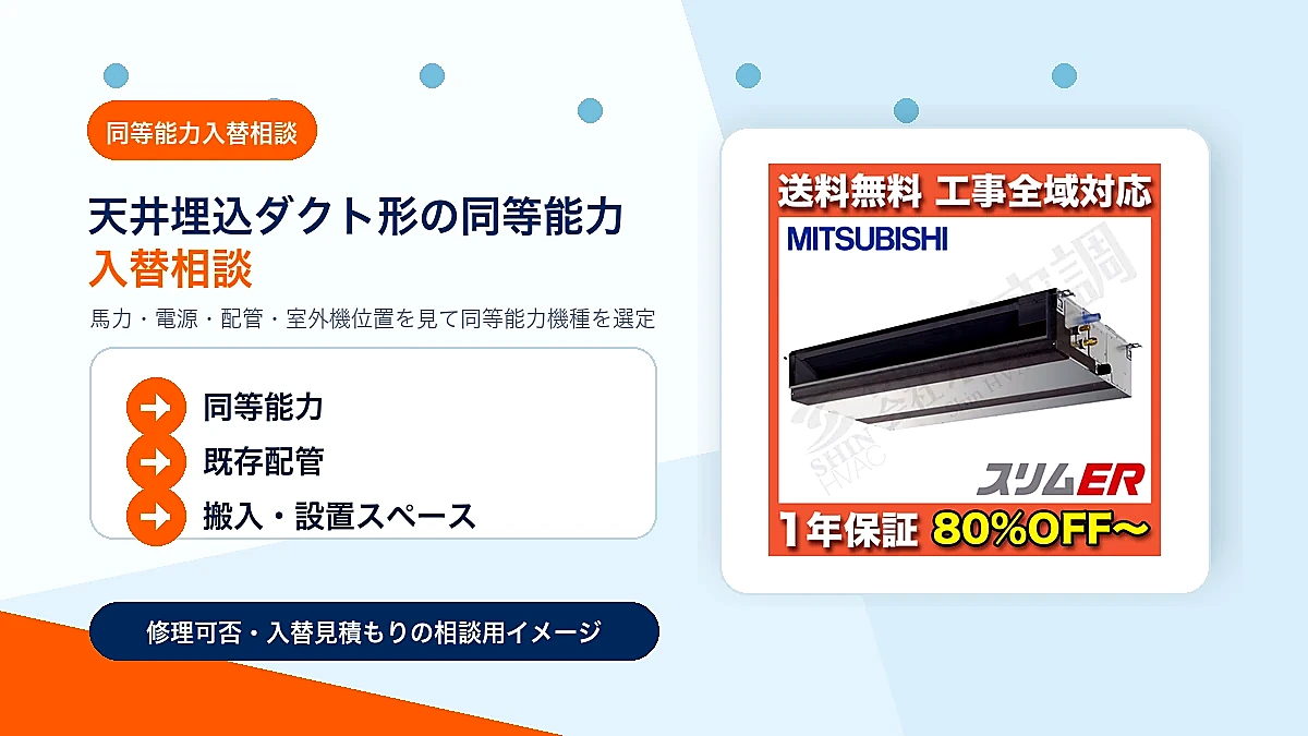 ABHA16053Mの同等能力機種への入替相談イメージ